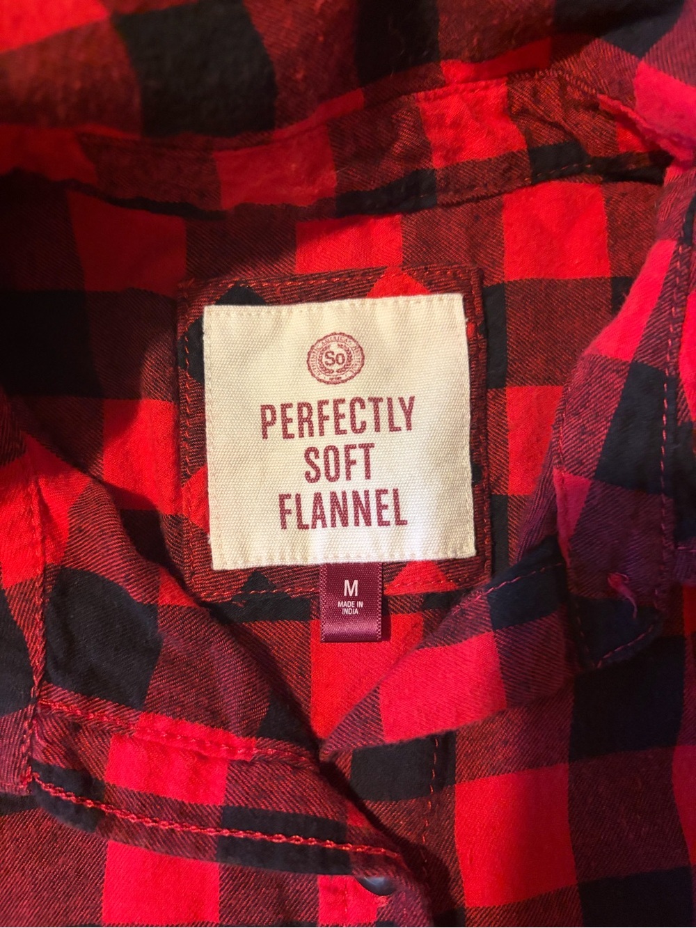 Upcycled CBGB OMFUG Graphic Ombré Dyed Red and Black Plaid Flannel Shirt Sz Med - Picture 3 of 7